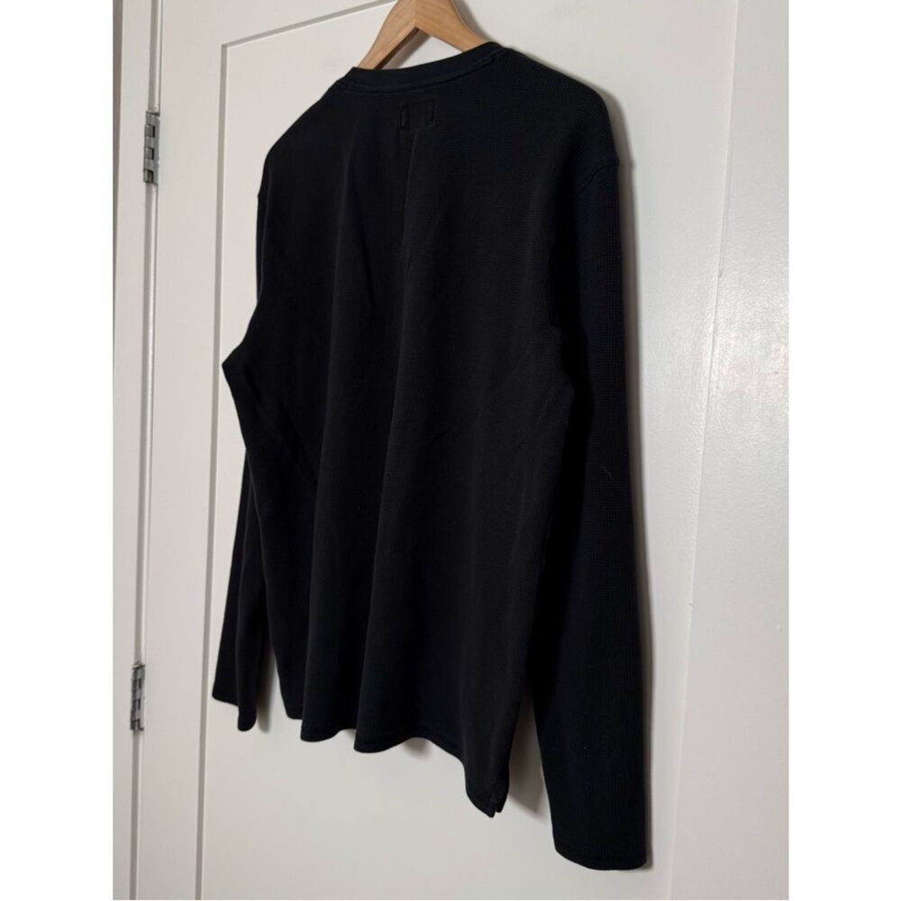 Pact Thermal Waffle Knit Henley Top Mens Sz XL Black Long Sleeve Organic Cotton - Picture 6 of 11